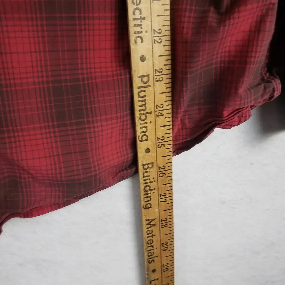 Banana Republic Men's M Slim Fit Button Down Plaid Dress Shirt‎ Dark Red Classic